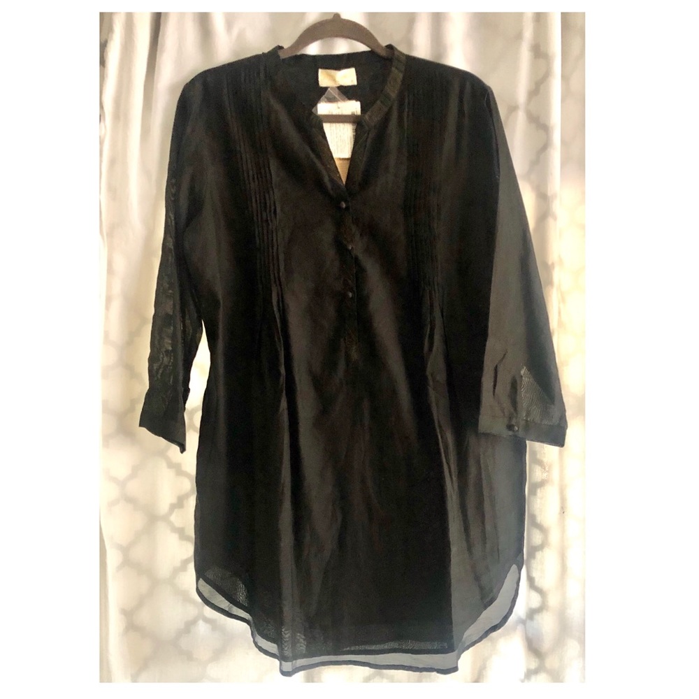 BLACK COTTON/ SILK TUNIC by FABINDIA, Sz. L - XL